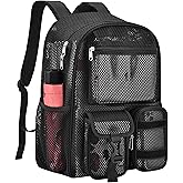 Slumou Mesh Backpack for School, 25L Large Heavy Duty mesh Schoolbag for Adults Girls Boys Kids with Inner Laptop Compartment for Outdoor Hiking Beach(Black, Small)