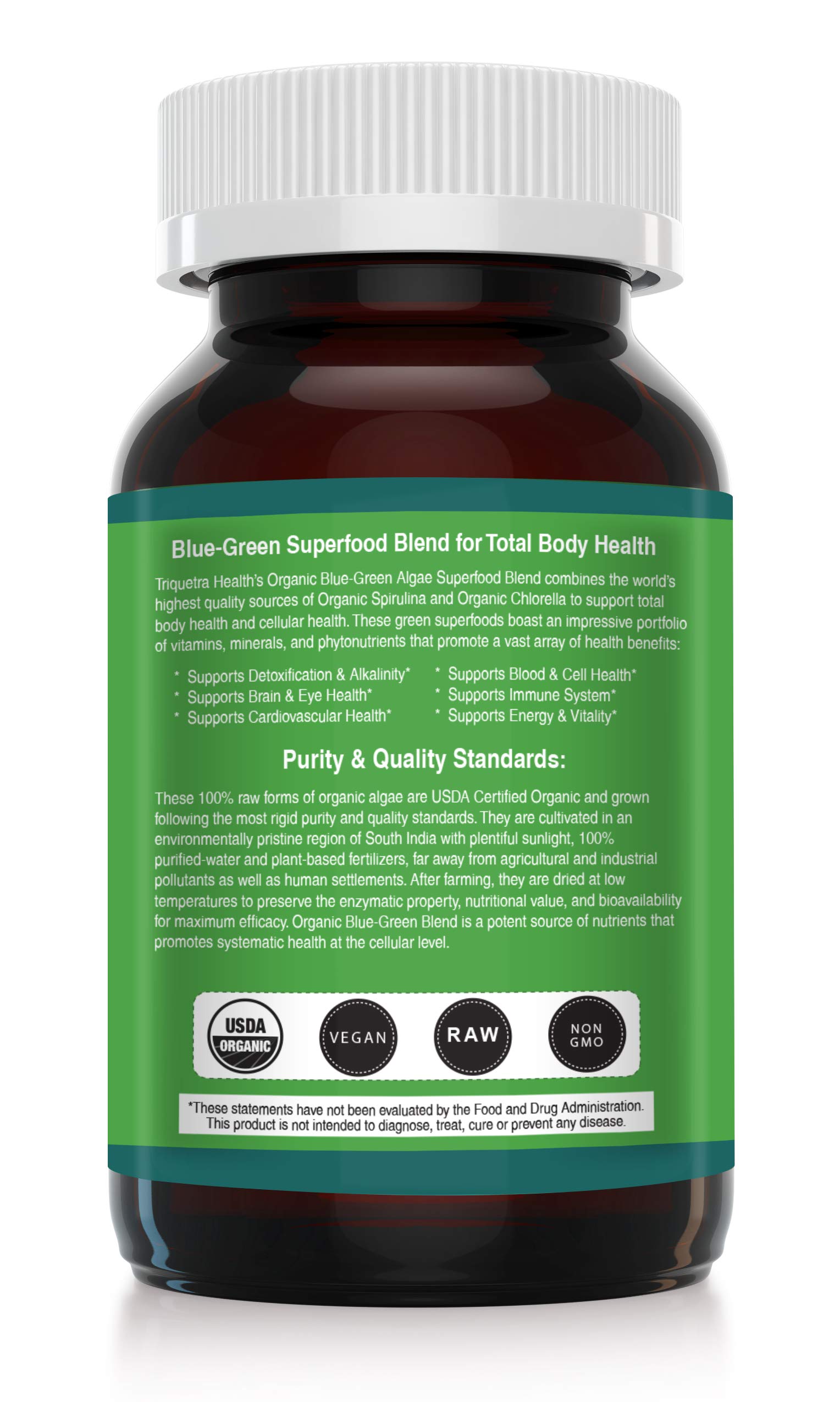 Organic Spirulina & Chlorella Tablets 4 Organic Certifications, Raw