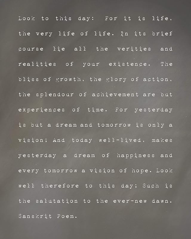 Amazon Com Sanskrit Look To This Day Life Poem Grey Home Decor Wall Art Photography Print Handmade I hoped to find the translation e.g. decor wall art photography print