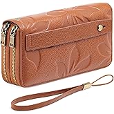 GAEKEAO Wallet for Women Clutch RFID Blocking Wristlet Leather Purse Large Capacity Credit Card Holder with Grip Hand Strap