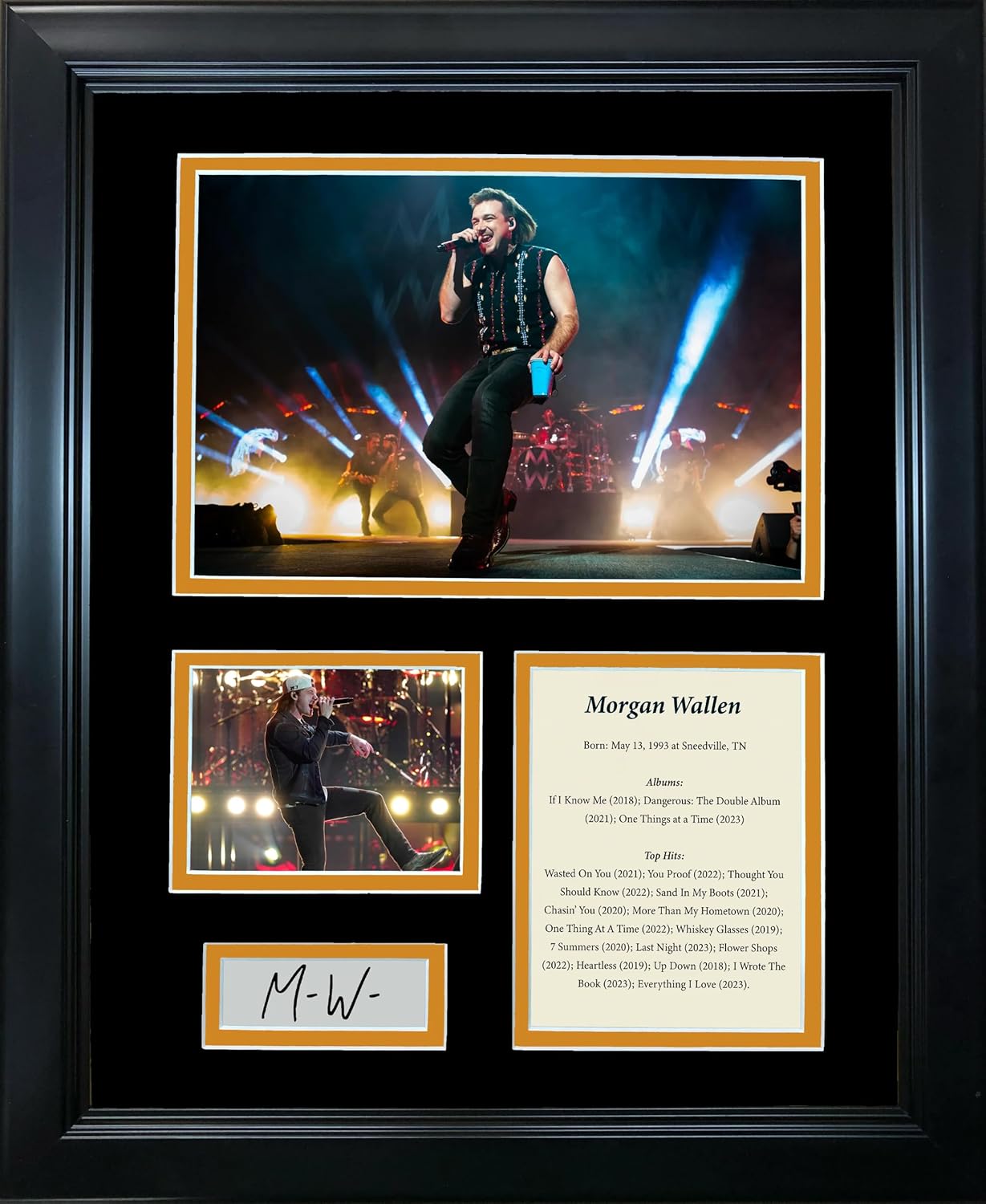Photographs - HOFSM.COM Hall of Fame Sports Memorabilia Framed Morgan Wallen Discography Facsimile Laser Engraved Signature Auto 12