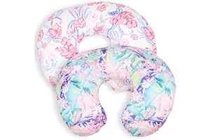 SWESEN 2 Pack Nursing Pillow Cover for Baby Girls, Breastfeeding Pillow Slipcover, Soft Stretchy Snug Fits On Infant Nursing Pillow, Machine Washable & Breathable, Floral