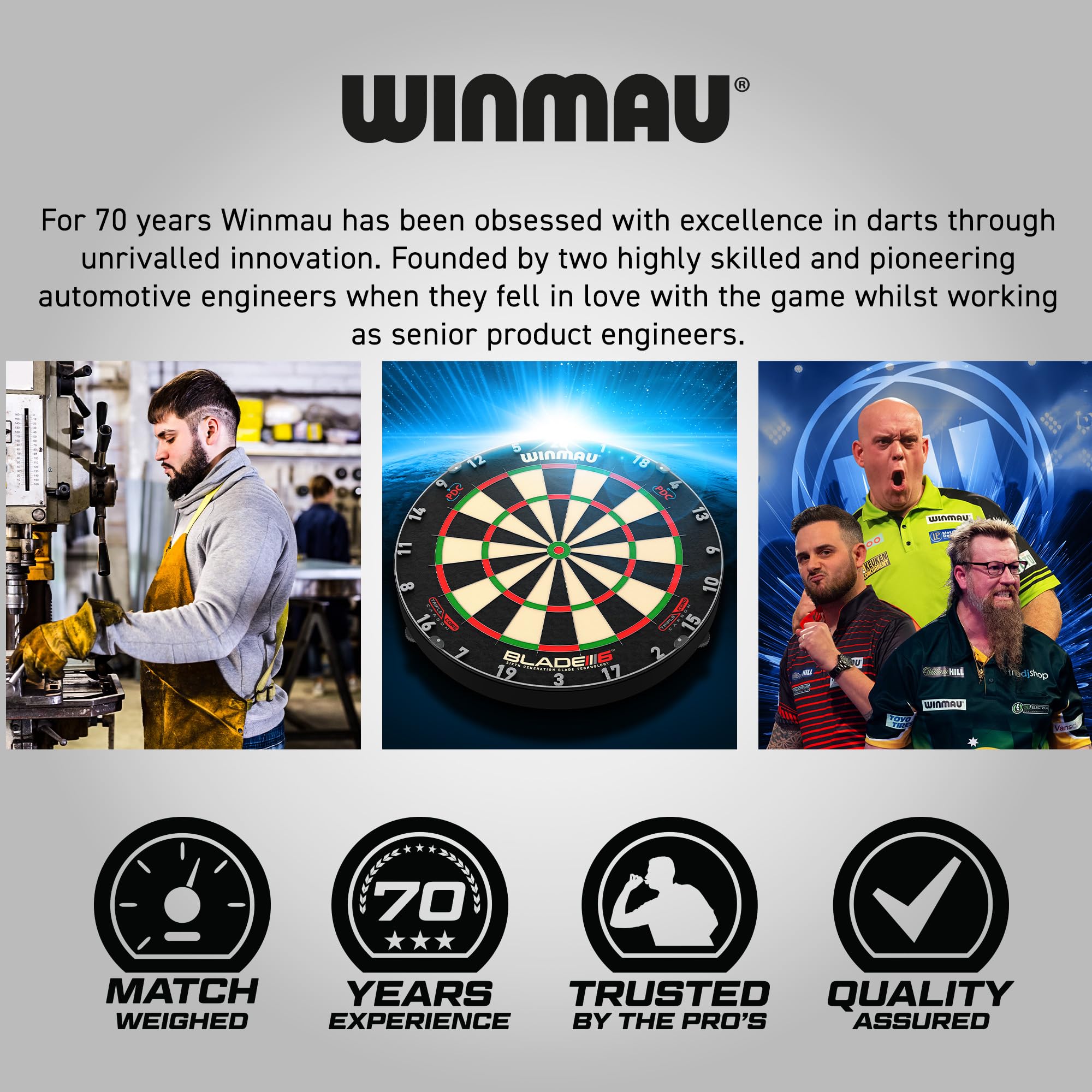 WINMAU Diamond Plus Dartscheibe Steeldart Set – Professionelles Sisal-Dartboard mit schwarzem Schrank, 2 Dart-Sets, Abwurflinie, Kreide & Handtuch. Komplettes Dartboard-Set für Zuhause. 8