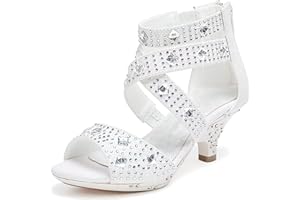 Dufannie Toddler Little Big Kid High Heels Flower Girls Party Dress Shoes Glitter Pump Sandals