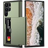 Nvollnoe for Samsung S23 Ultra Case with Card Holder 5G 6.8 inch Slim Dual Layer Heavy Duty Protective for Galaxy S23 Ultra Case Hidden Card Slot Wallet Case for Samsung S23 Ultra(Green)