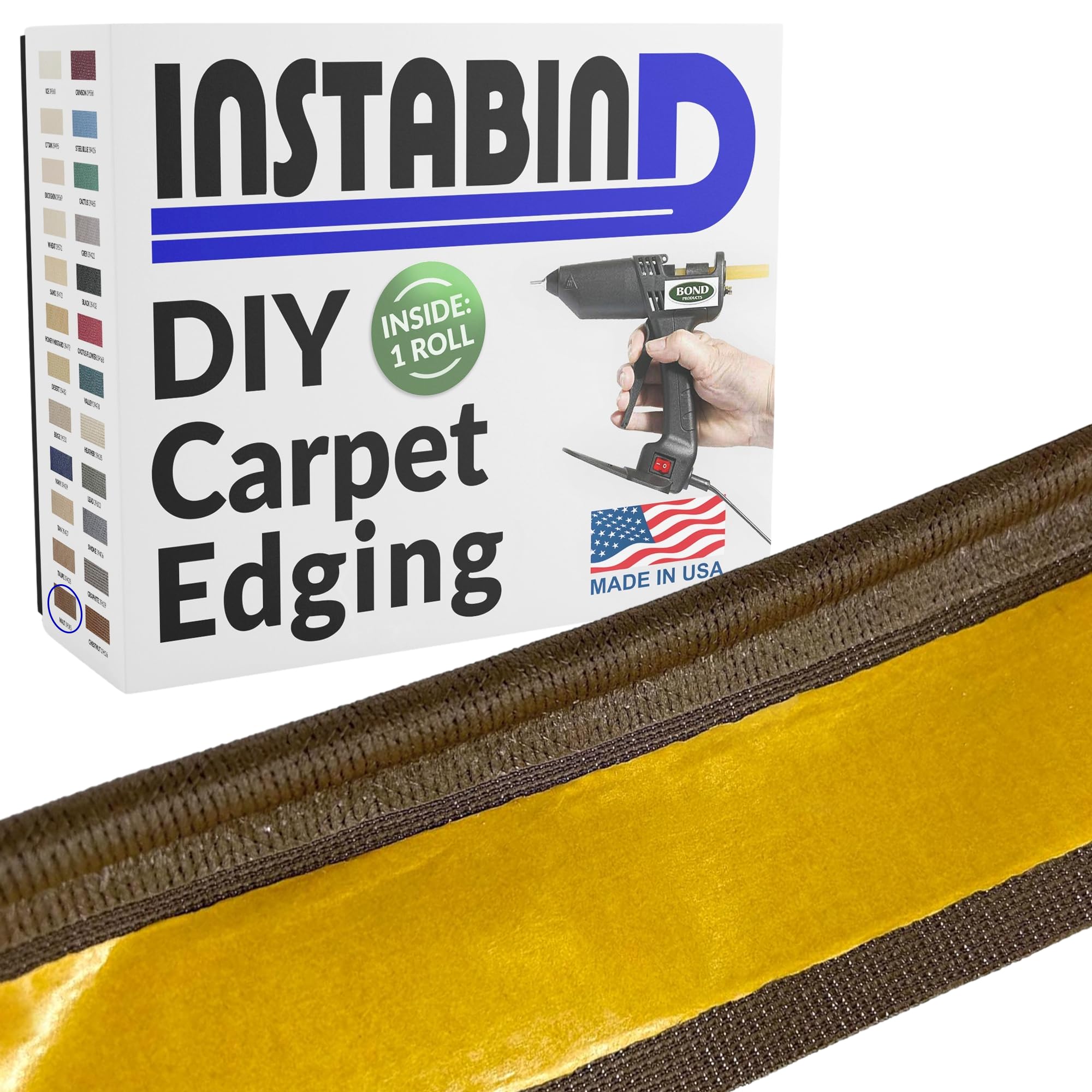Photo 1 of Instabind Carpet Binding - Regular Style, Rug Binding, Ideal for Area Rugs, Durable Hold, DIY Carpet Finishing Edge - Malt, 54 ft Rolls