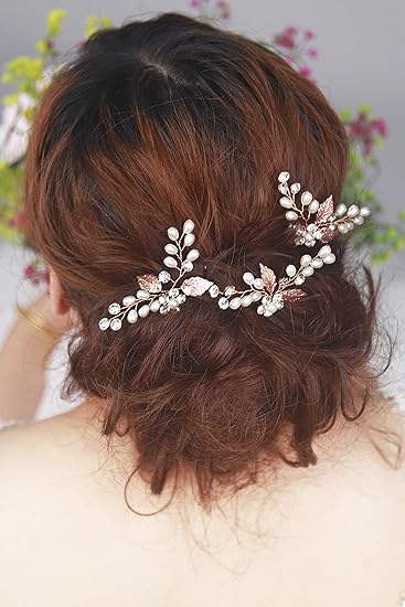 Weddings Rose Gold Hair Pins Crystal Hair Pins Bridal Hair Pins