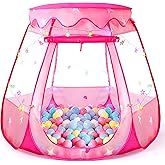 Pop Up Princess Tent with Colorful Star Lights for 1 2 3 Year Old Birthday Gift, 12-18 Months Baby Girl Toys, Foldable Ball Pit with Carrying Bag, Indoor&Outdoor Play Tent for Kids