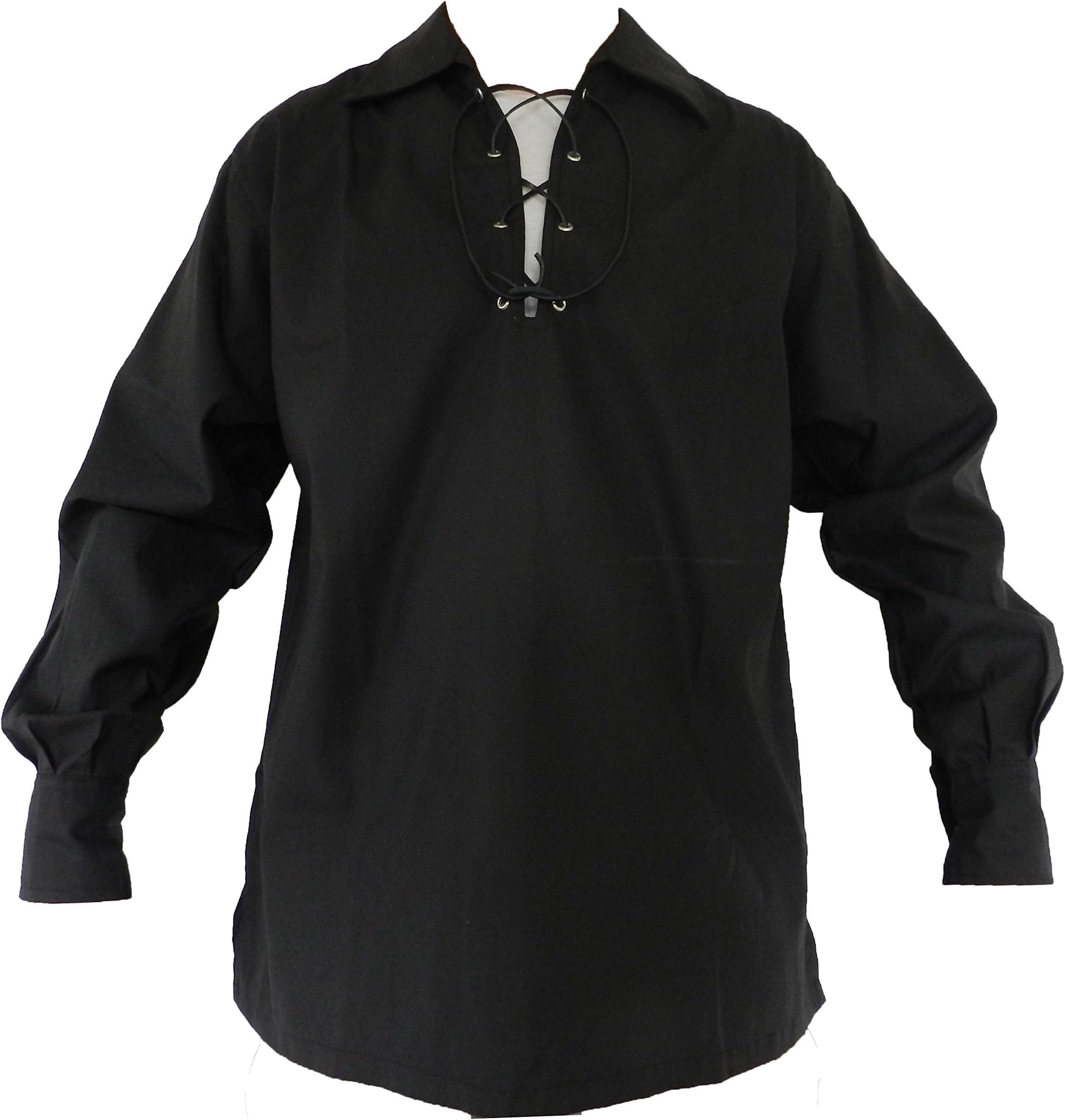 UT KiltsMen’s Long Sleeve Shirt, Jacobite Ghillie Shirt for Kilts, w/Leather Tie