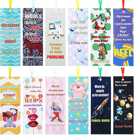 60 Pieces Silly Jokes Bookmarks Cartoon Hilarious Page Markers Funny