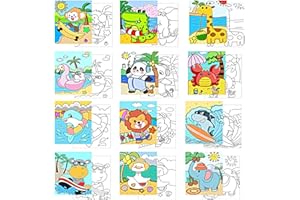 AOSEMILI Kids Predrawn Canvas for Painting - 12 Packs 8x10 Inch Painting Canvas Panels Acrylic Paint Board for Party,Back to School and Family Time (Happy Beach)