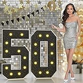JoyMuse 50 Light Up Numbers 4FT, 50 Marquee Light Up Numbers, 50th Birthday Decorations for Women Men, Large Number 50 for Birthday Party Anniversary Decor Black