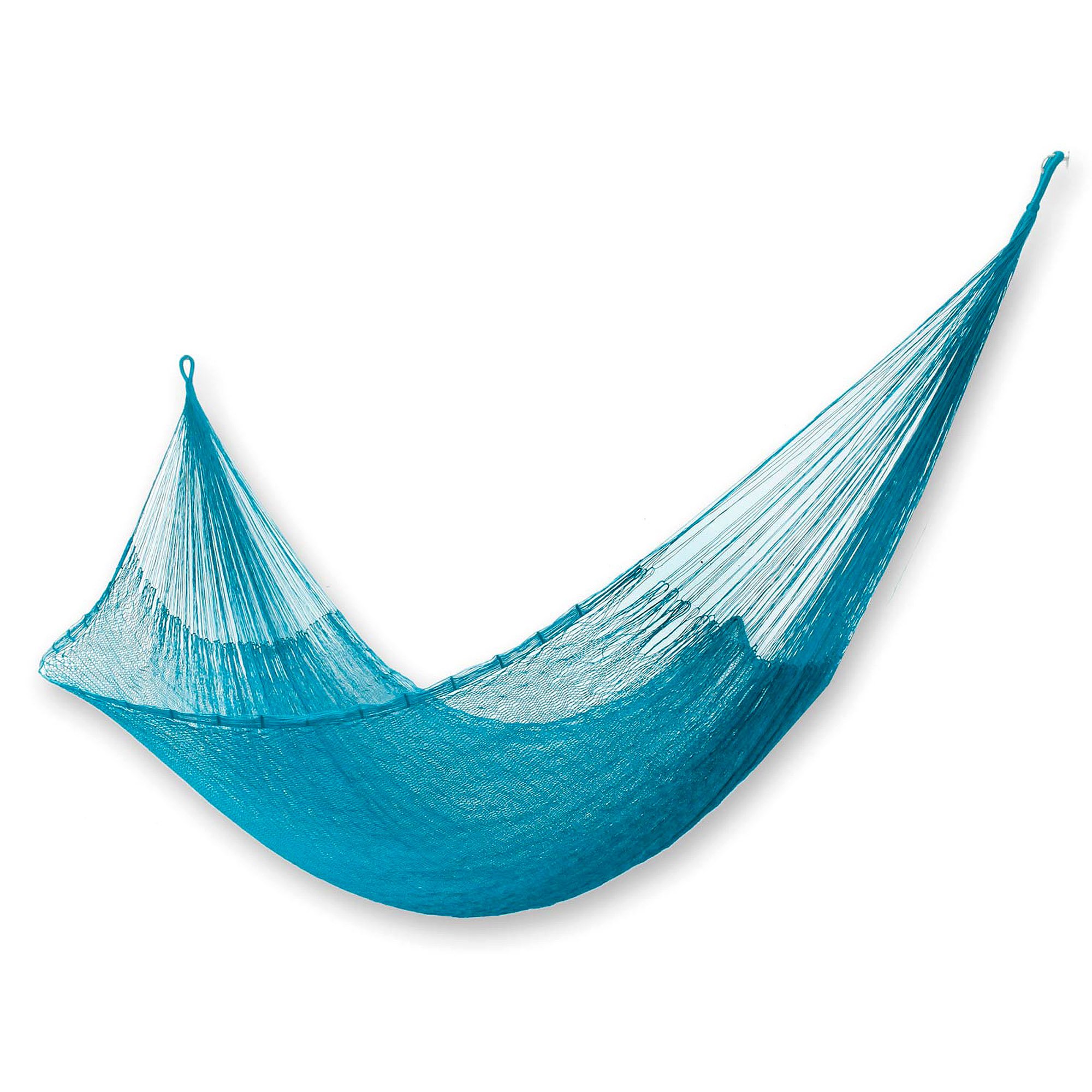 NOVICA Blue Nylon Mayan Rope Hammock 'Maya Bondi' (double)