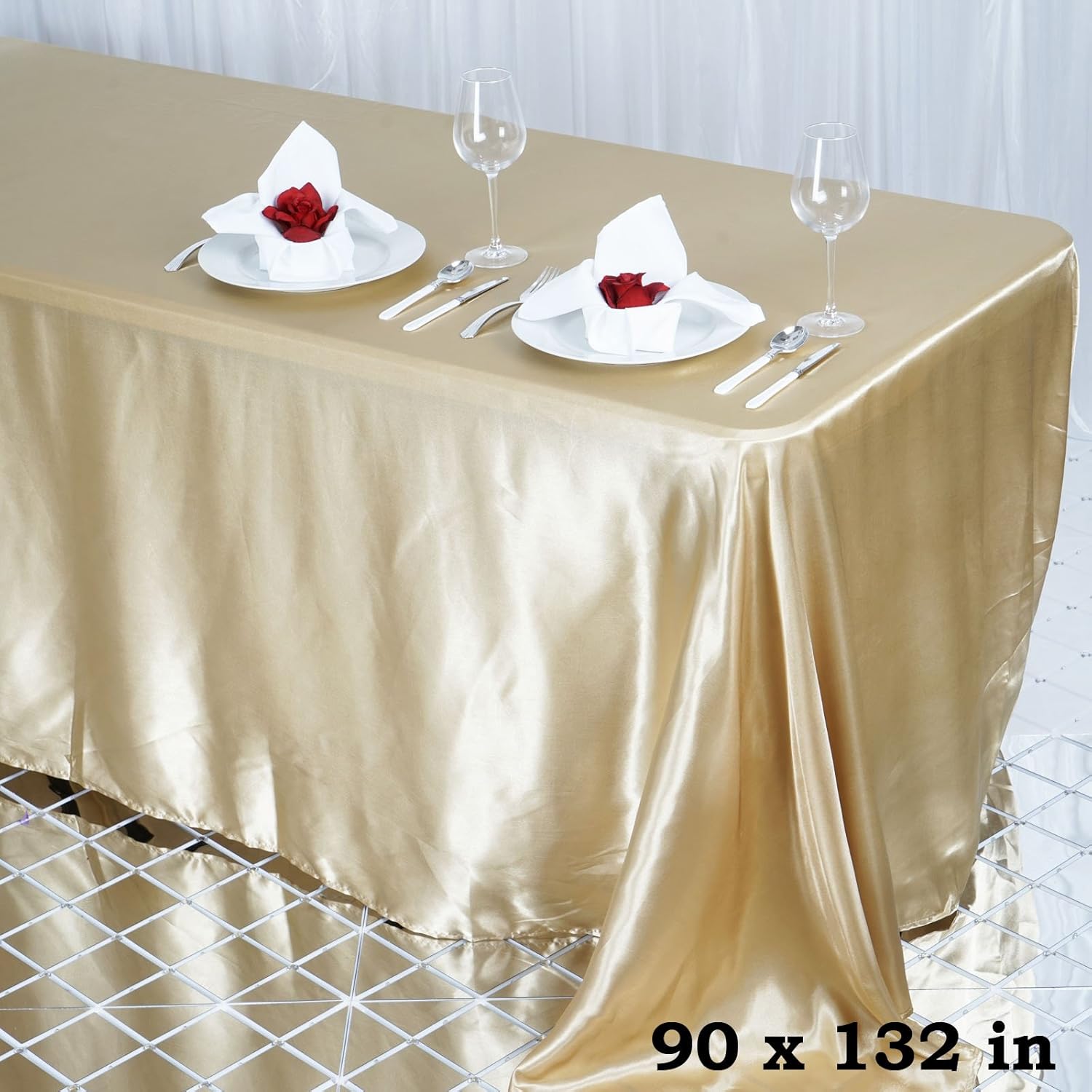 BalsaCircle 90x132 inch Champagne Satin Rectangle