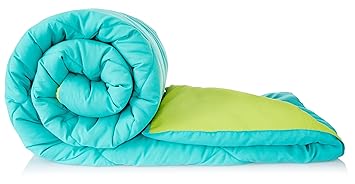 Amazon Brand - Solimo Microfibre Reversible Comforter, Single (Aqua Blue & Olive Green, 200 GSM)