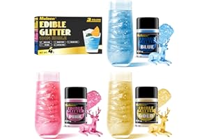 MULOEN Edible Glitter, 3 Colors 100% Edible Glitter for Drinks, Cake Decorating Supplies, Cookie Decorating Supplies, Strawberries, Cookie, Cocktails, Chocolate, etc. Luster Dust Edible(4g per Bottle)