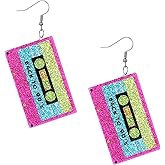 80s 90s Neon Earrings for Women Colorful Lightning Acrylic Drop Earrings Neon Earring Bulk for 80's 90's Outfit Glow Party Halloween 80s Accessories Jewelry