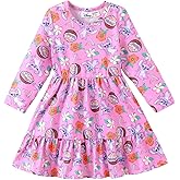Disney Princess Frozen Elsa Minnie Stitch Floral Toddler Girl Dress A Line Long Sleeve Kids Casual Fall Clothes 2-6 Years
