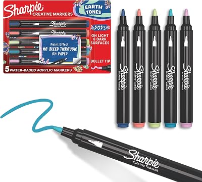 Sharpie Creative Marker Acrylic Paint Pens Earth Tones 5 Count Bullet Tip