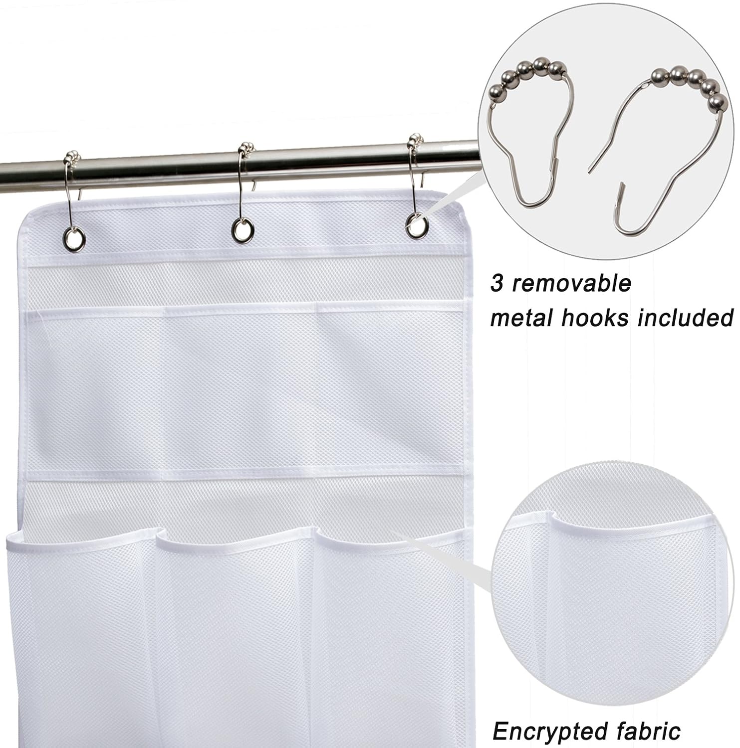 Mesh Shower Organizer Hanging Bathroom Caddy 8 Pockets Hang