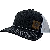 John Deere Men's 6-Panel Black/White Leather Patch Mesh Back Hat