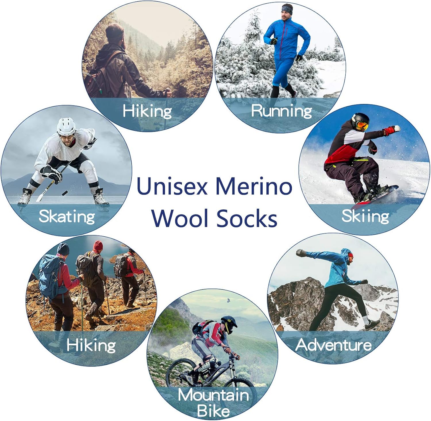 LIN 67% Merino Wool Ski Socks-Thermal Warm Knee High Cushioned Socks for Hiking Outdoor Snow Skiing Snowboard Sports : Clothing