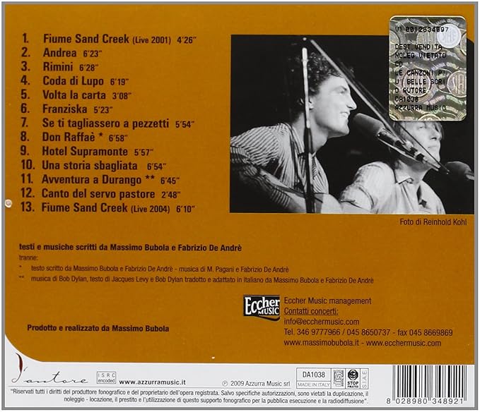 Canzoni Con Fabrizio De Andre Amazoncouk Music
