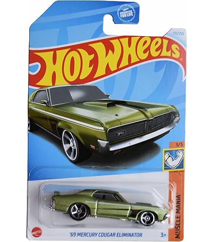Amazon.com: Hot Wheels 1:64 Scale Green 1968 Mercury Cougar #182