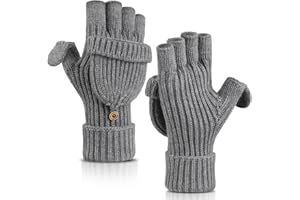 Cierto Winter Gloves for Women & Men | Convertible Fingerless Gloves for Cold Weather,Womens Warm Knit Mittens…