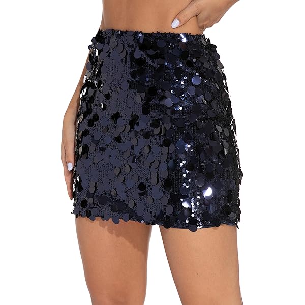 Mini Skirt Plus Size Sequin Skirt Navy Blue Sequin Outfits Womens