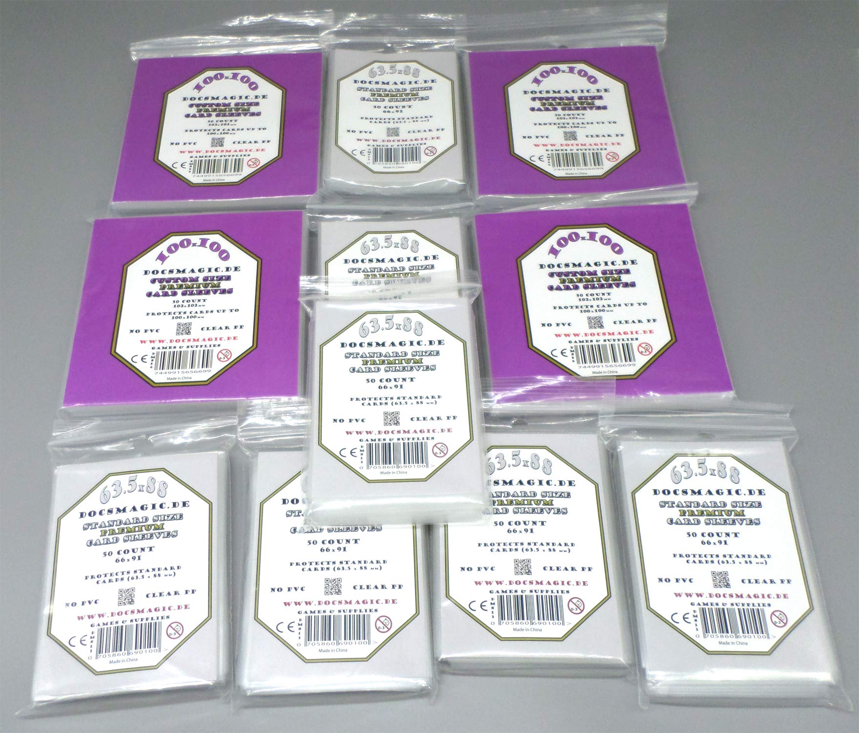docsmagic.de Etherfields Core Premium Card Sleeves Bundle 11 Packs 63.5 x 88 & 100 x 100-550