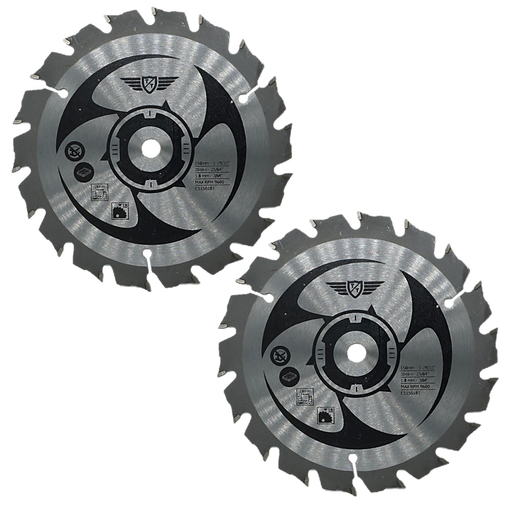 2 x TopsTools CS15018T_2 150mm 18T 10mm Bore TCT CSB150A1 Saw Blades