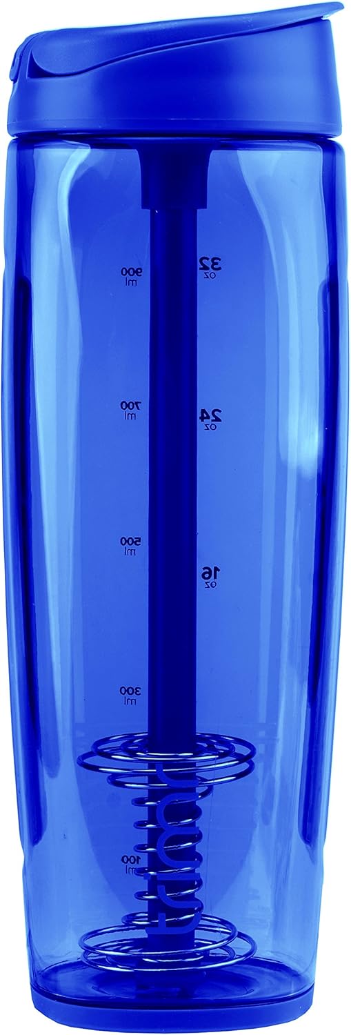 Trimr Duo Square Water & Shaker Bottle, Blue, 38 oz