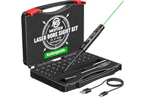 MidTen Rechargeable Laser Bore Sight Kit, Professional Green Red Laser Bore Sighting Kit with 32 Adapters Fit 0.17 to 12GA Cal, Multi-Caliber Boresighter for All Gun, Powerful Hunting Bore Sight Laser