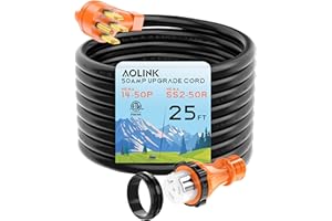 AOLINK 50 Amp RV/Generator Cord 25 Feet, Heavy Duty STW Wire, NEMA 14-50P to SS2-50R Twist Locking for RV Camper and Generator to House