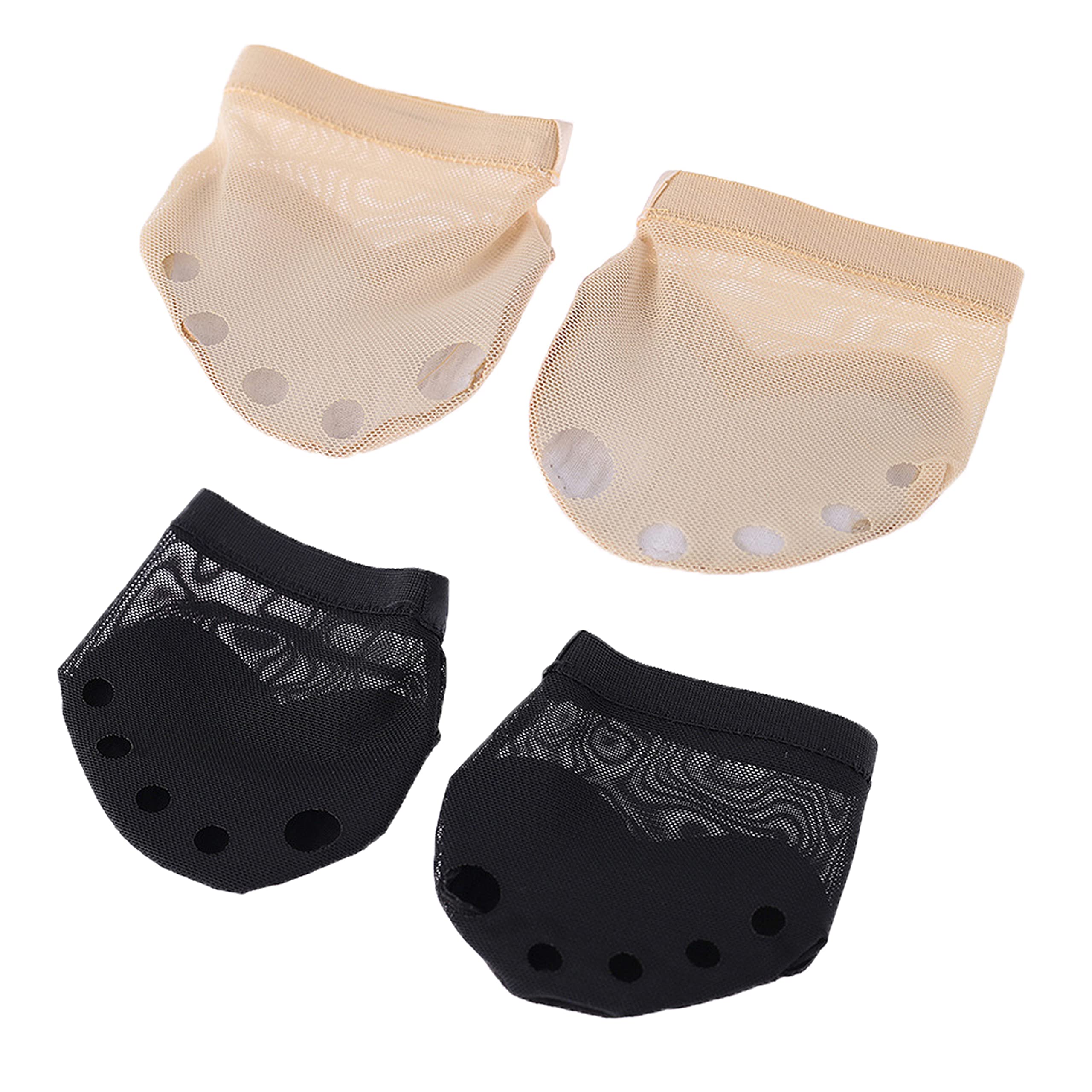 Photo 1 of Wuchieal 2 Pairs Half Sole Dance Shoes Ballet Lyrical Dance Paws Pad Foot Thongs Shoes Socks (Black & Champagne,XL)