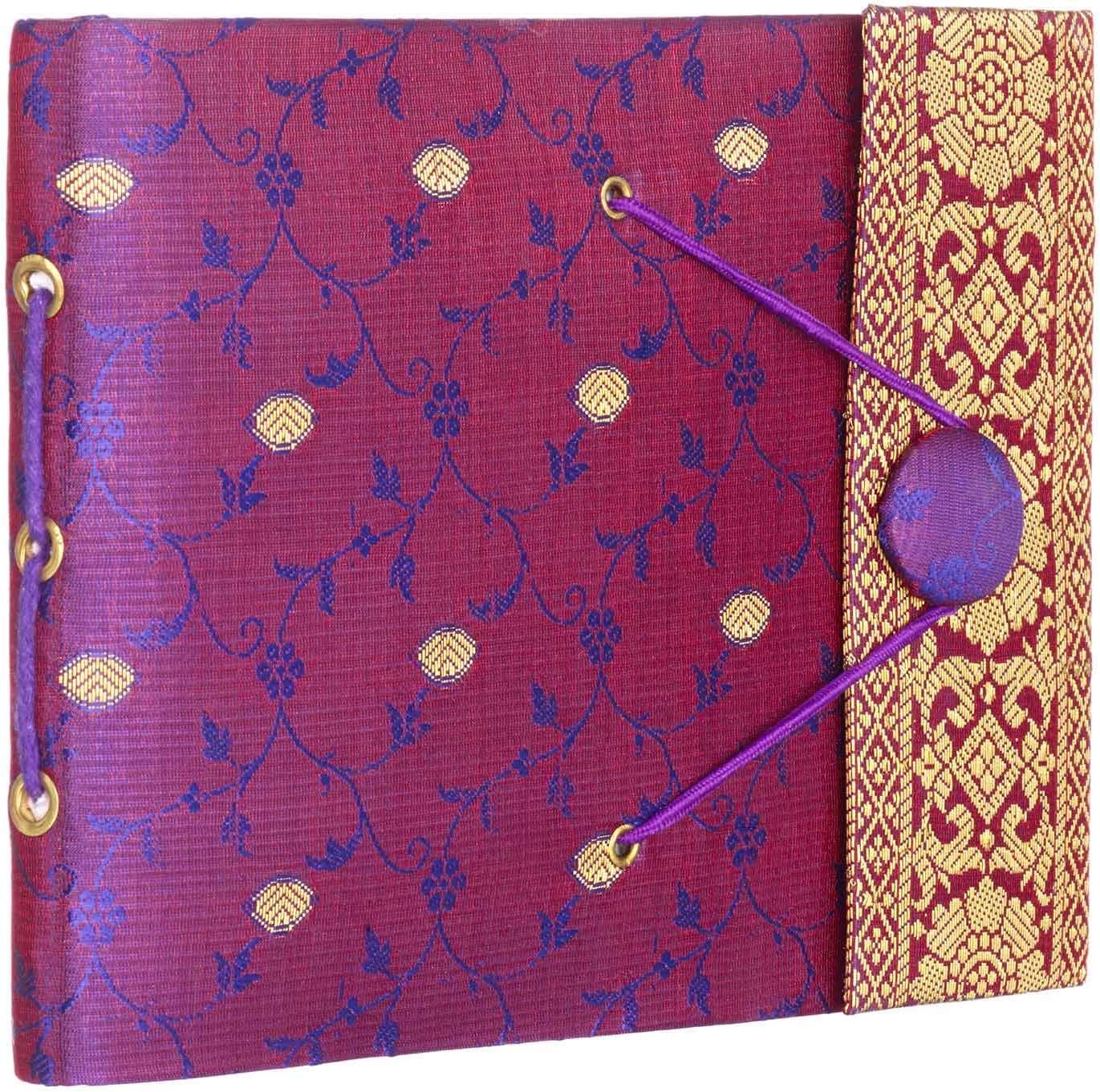 Paper High Sari Fabric Cover Photo Album Small, Purple