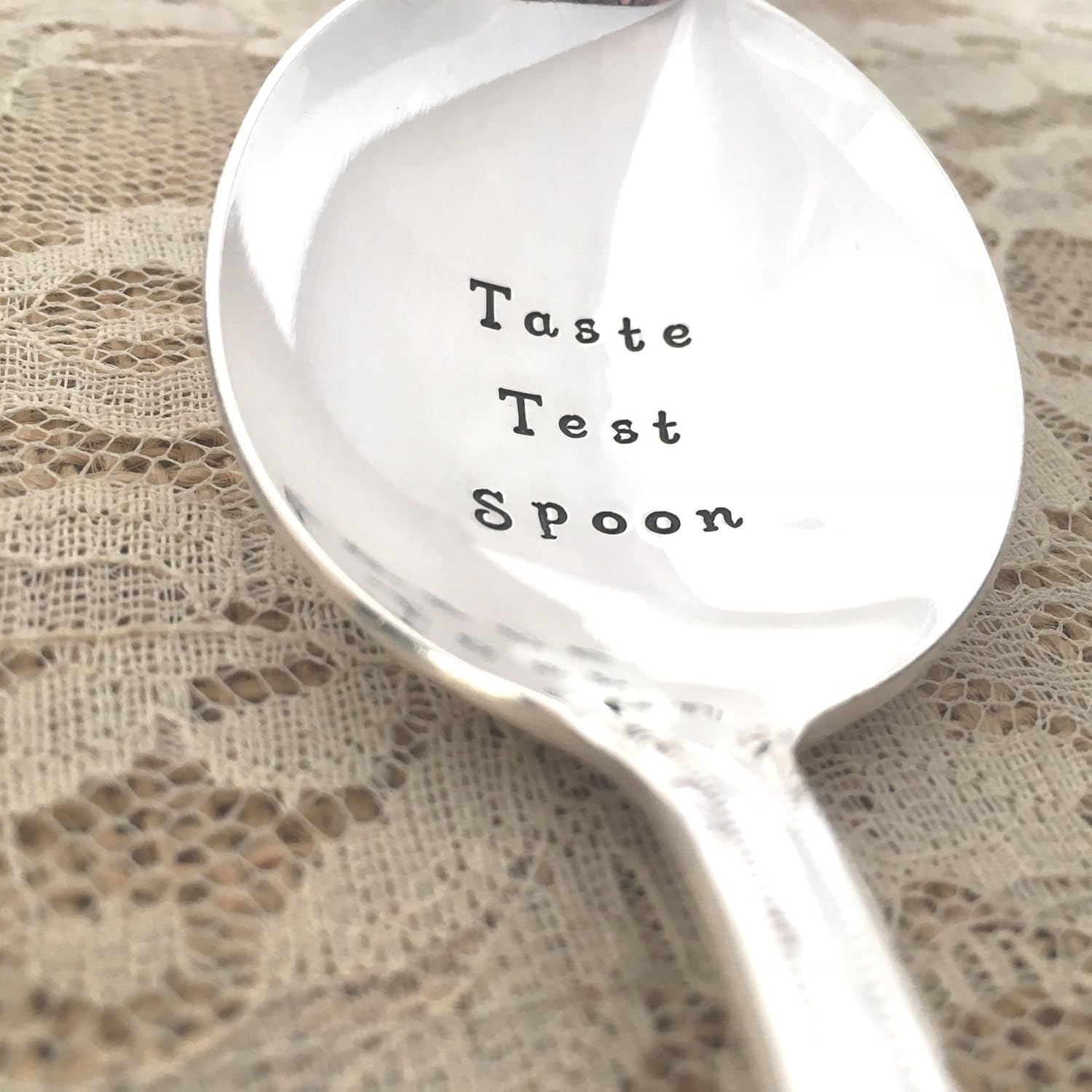 Taste test spoon vintage hand stamped spoon, soup, Remembrance Handmade