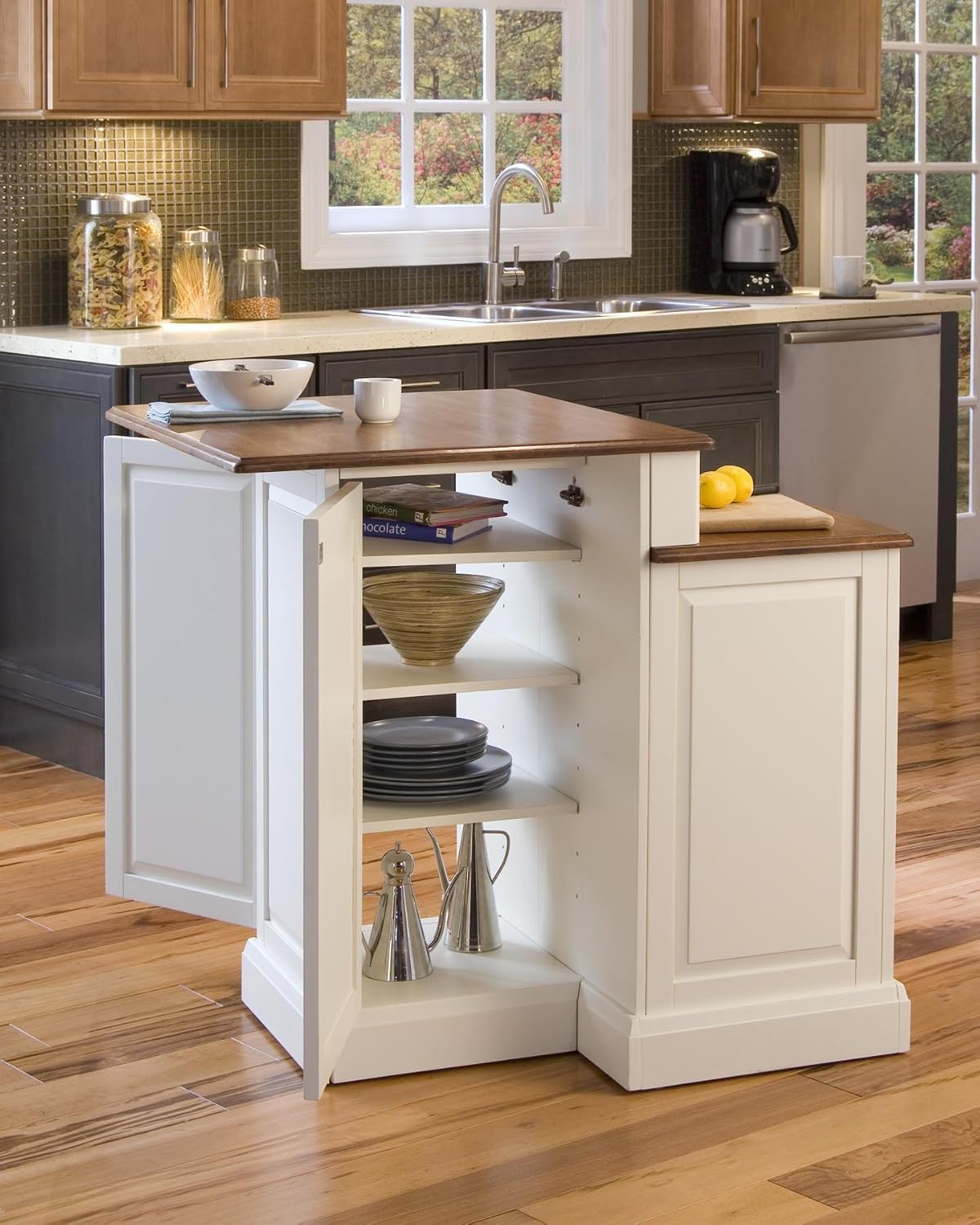 Furniture White Finish 501094 Home Styles Woodbridge 2Tier Kitchen Island Kitchen & Dining