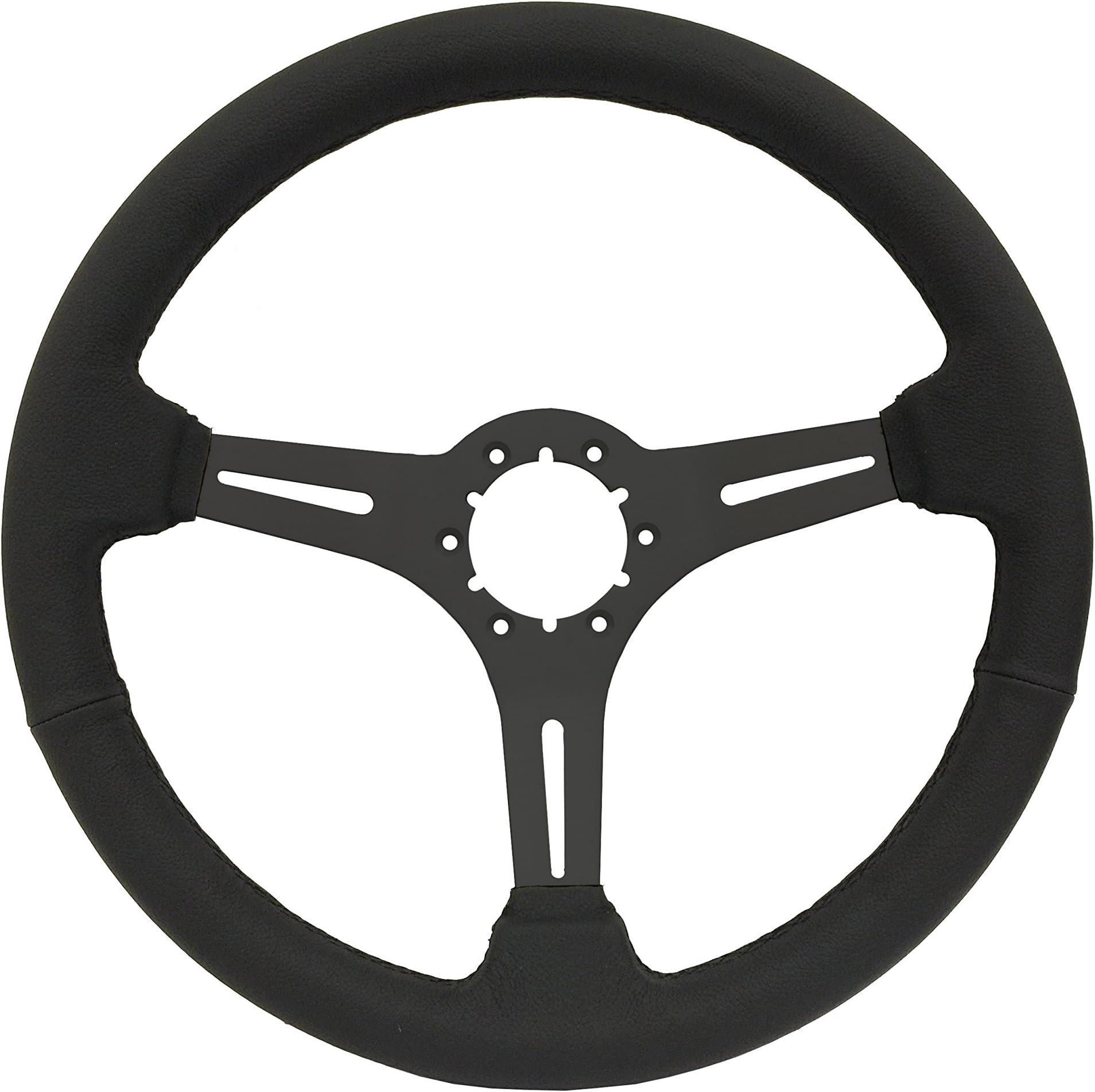 Volante Steering Black Leather-Black Spoke Steering Wheel compatible with 1963-1982 GM Chevy Corvette