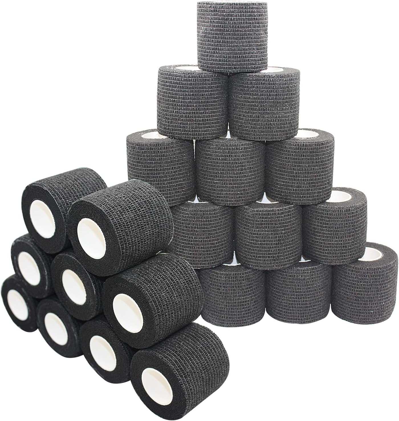 COMOmed Self Adherent Cohesive Bandage 2"x5 Yards First Aid Bandages Stretch Sport Athletic Wrap Vet Tape for Wrist Ankle Sprain and Swelling,Black(24 Rolls)