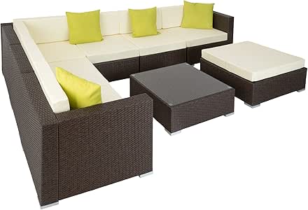 TecTake Aluminio POLIRATÁN Conjunto TRESILLO Muebles DE RATÁN Conjunto