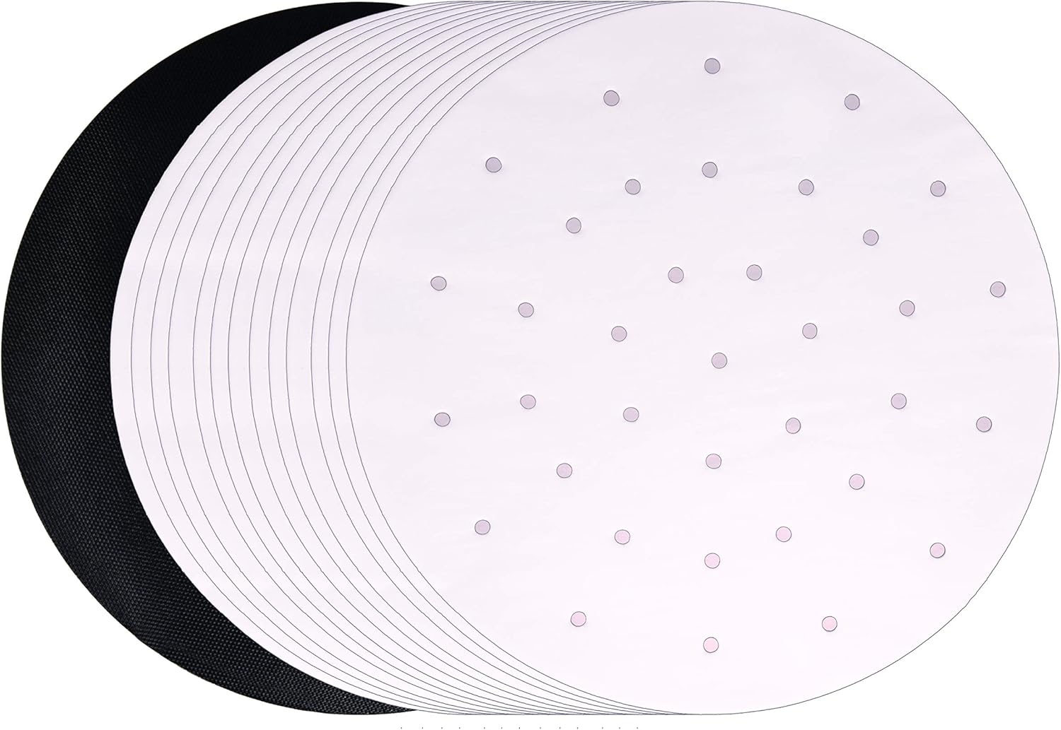 Air Fryer Parchment Paper Liner Sheets Perforated 9 inch Compatible with Ninja Foodi 8 qt Model FD401 and other 5.3 to 5.8 qt Air fryers + Fits 10 inch Bamboo Steamer Baskets | 100pk + Non-Stick Mat