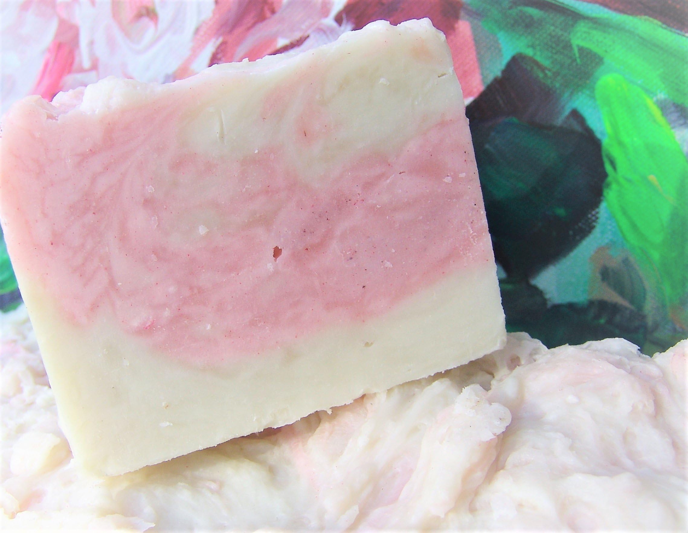 Strawberry goat's milk oil soap bar (2 pcs) handmade