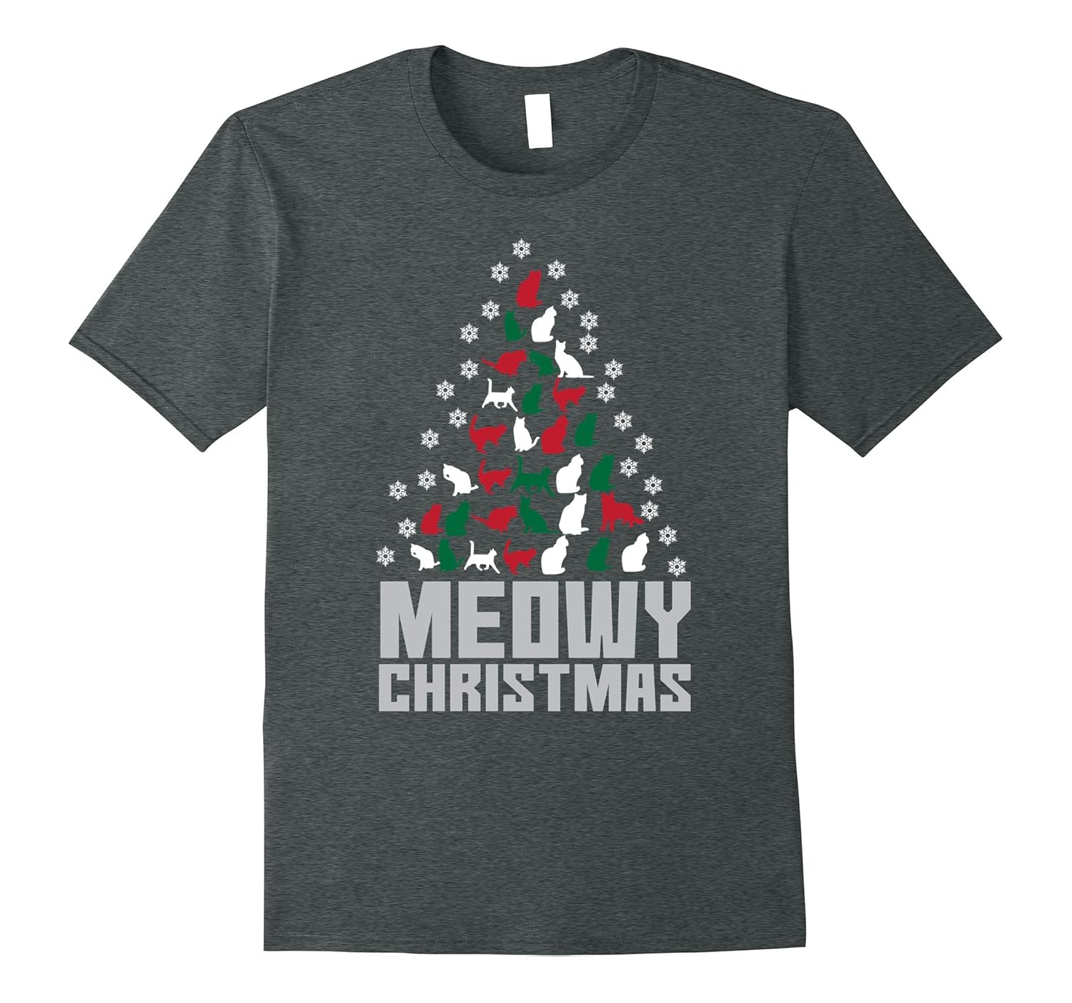 Meowy Christmas T-Shirt - Cute Cat Shirt for Xmas 2017-Rose