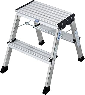 Krause 130037 Klapptritt 2 x 2 Stufen Aluminium, mit Roll-Stop-Automatik
