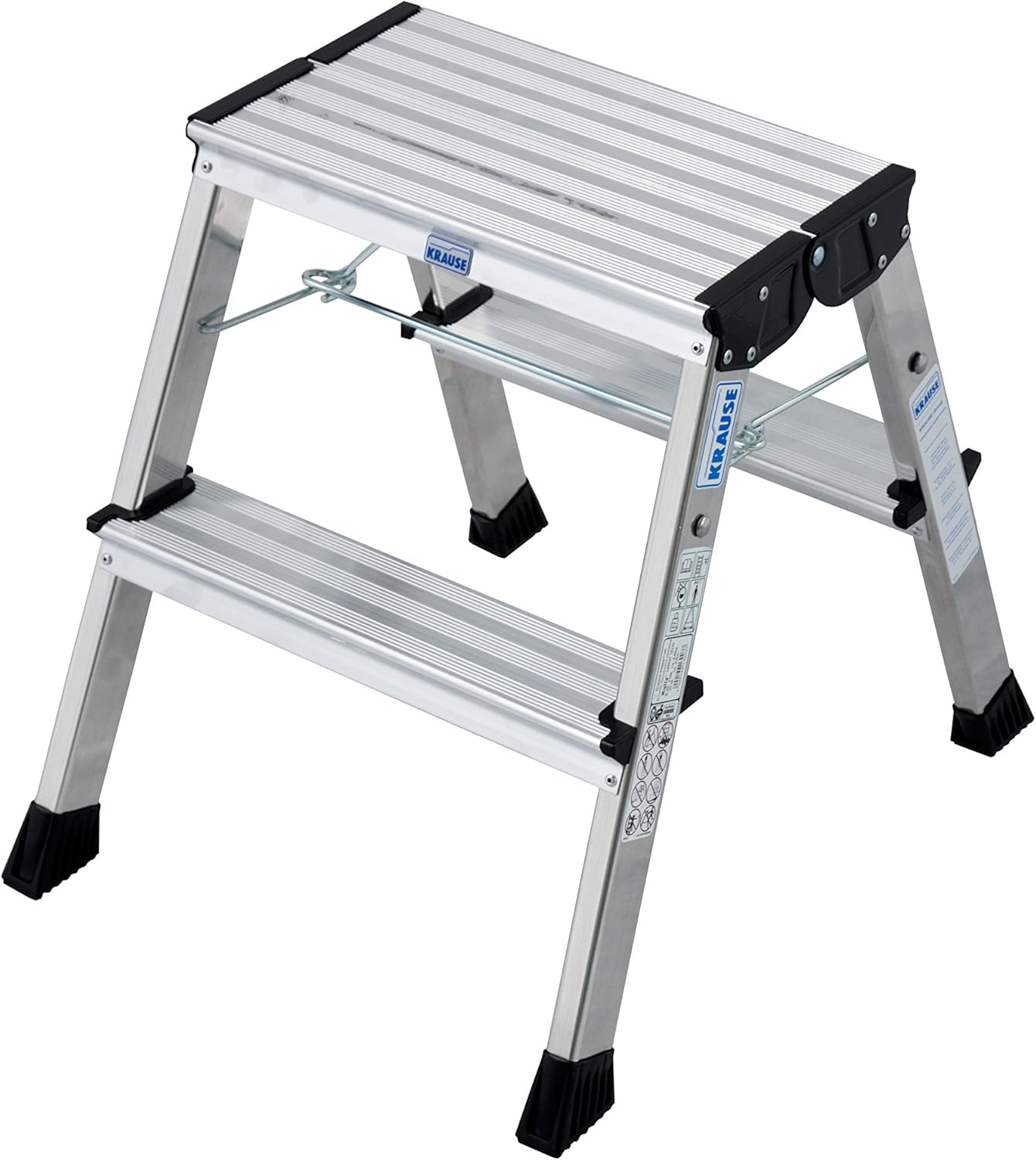 Krause 130037 Klapptritt 2 x 2 Stufen Aluminium, mit Roll-Stop-Automatik
