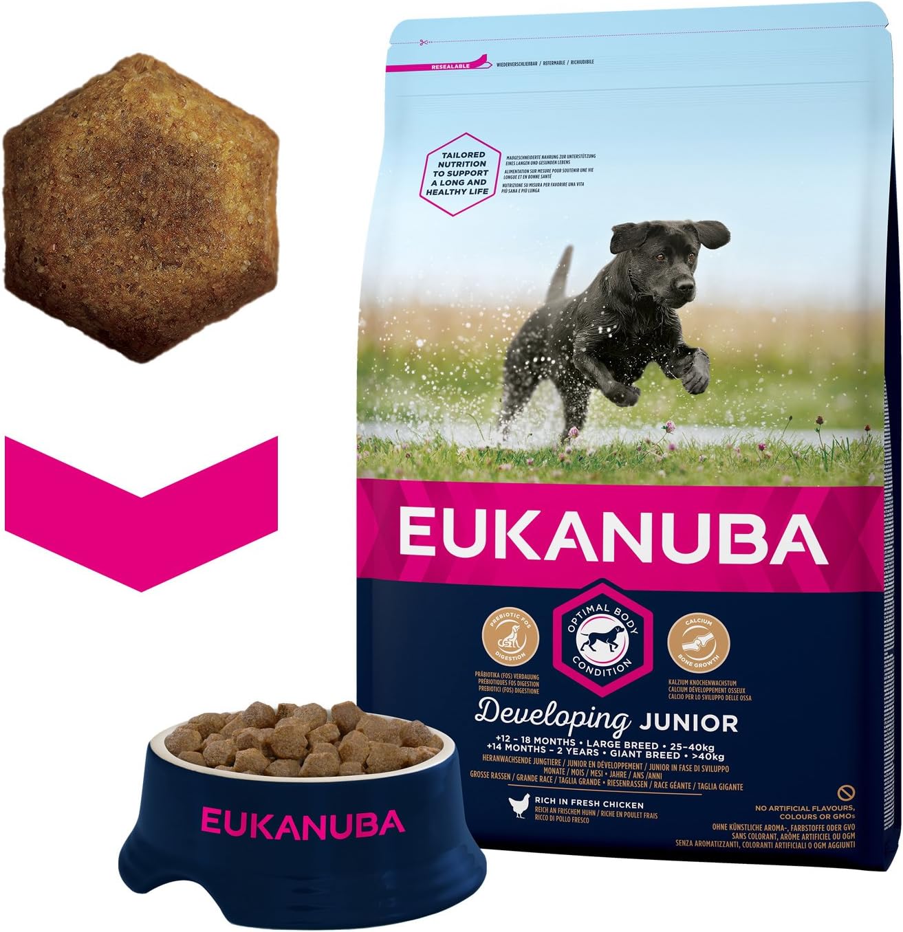 Eukanuba Complete Dry Dog Food for Junior Puppy Large and Giant Breeds with Fresh Chicken 3 kg, Transparent, 3 kg (Pack of 1) - Image 3