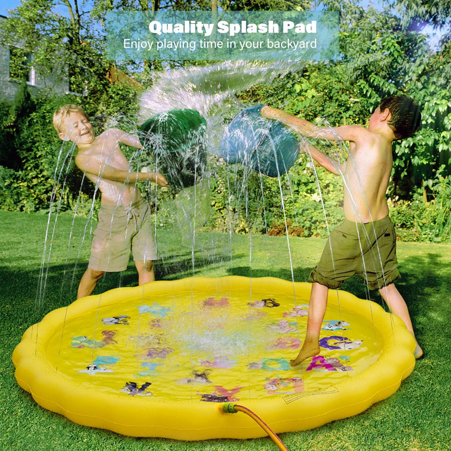 Aquadoo Sprinkler for Kids, Splash Pad, and Swimming Pool for Kids – Children’s Sprinkler Pool, 68’’ Inflatable Water Toys “from A to Z” Outdoor Swimming Pool for Babies and Toddlers: Toys & Games