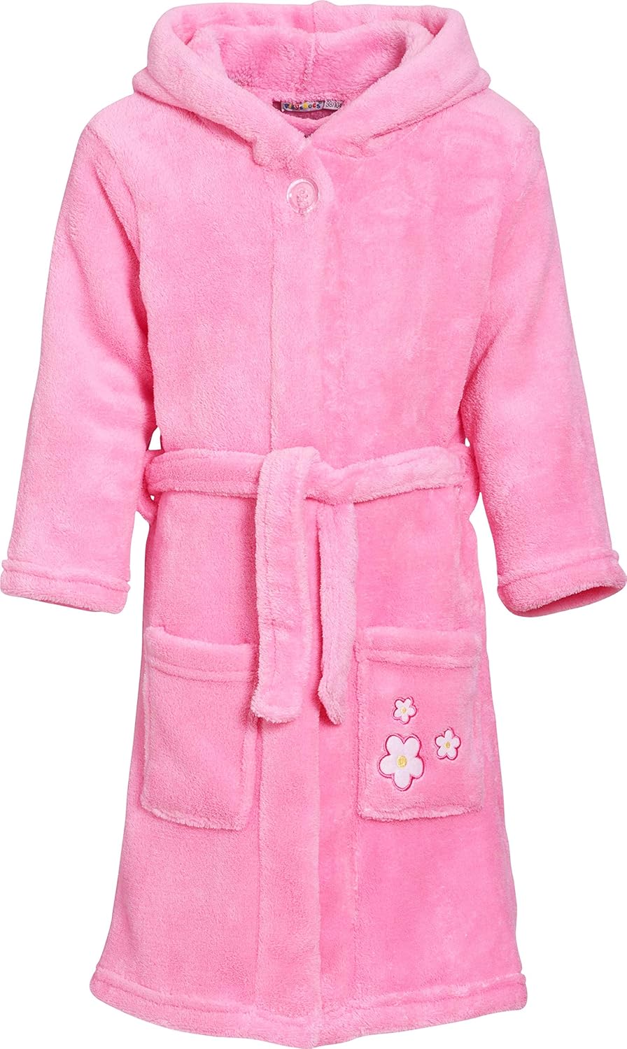 Playshoes Unisex Kinder-Fleece-Bademantel Mit Kapuze - Pink, Weich & Kuschelig